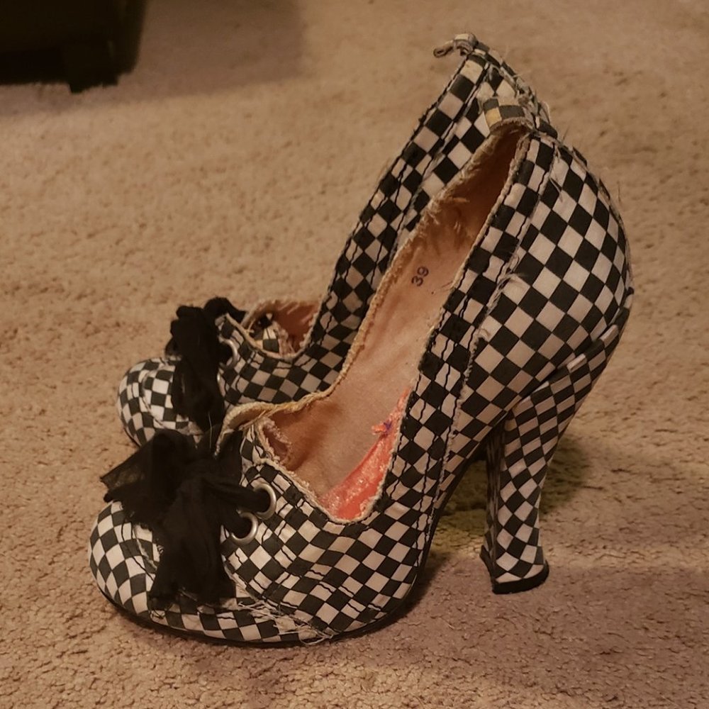 Irregular Choice Checkerboard Pattern Heels